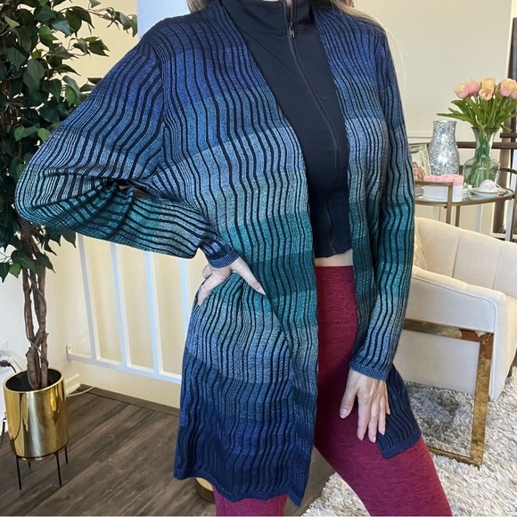 CHICOβS Colorful Striped Classic Fit Open Front Long Sleeve Cardigan Size L - Picture 3 of 14